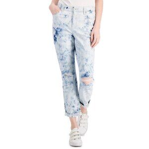 NWT Style & Co TIE DYE Stretch Size 12 JEANS Boyfriend CURVY Denim HIGH RISE